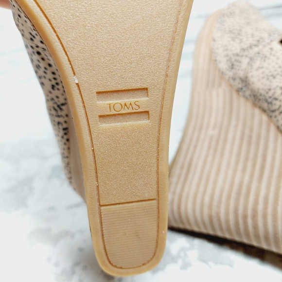 Toms Michelle Natural/Sand Tiny Cheetah Print Espadrille Wedge Sandals V232 - Picture 9 of 11